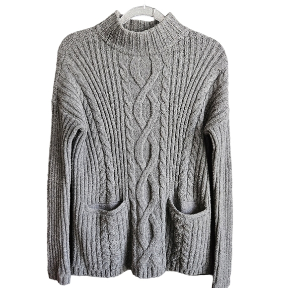 Abercrombie and Fitch Sweater Women’s XS Mock Turtleneck Cable Knit Gray - Picture 1 of 10